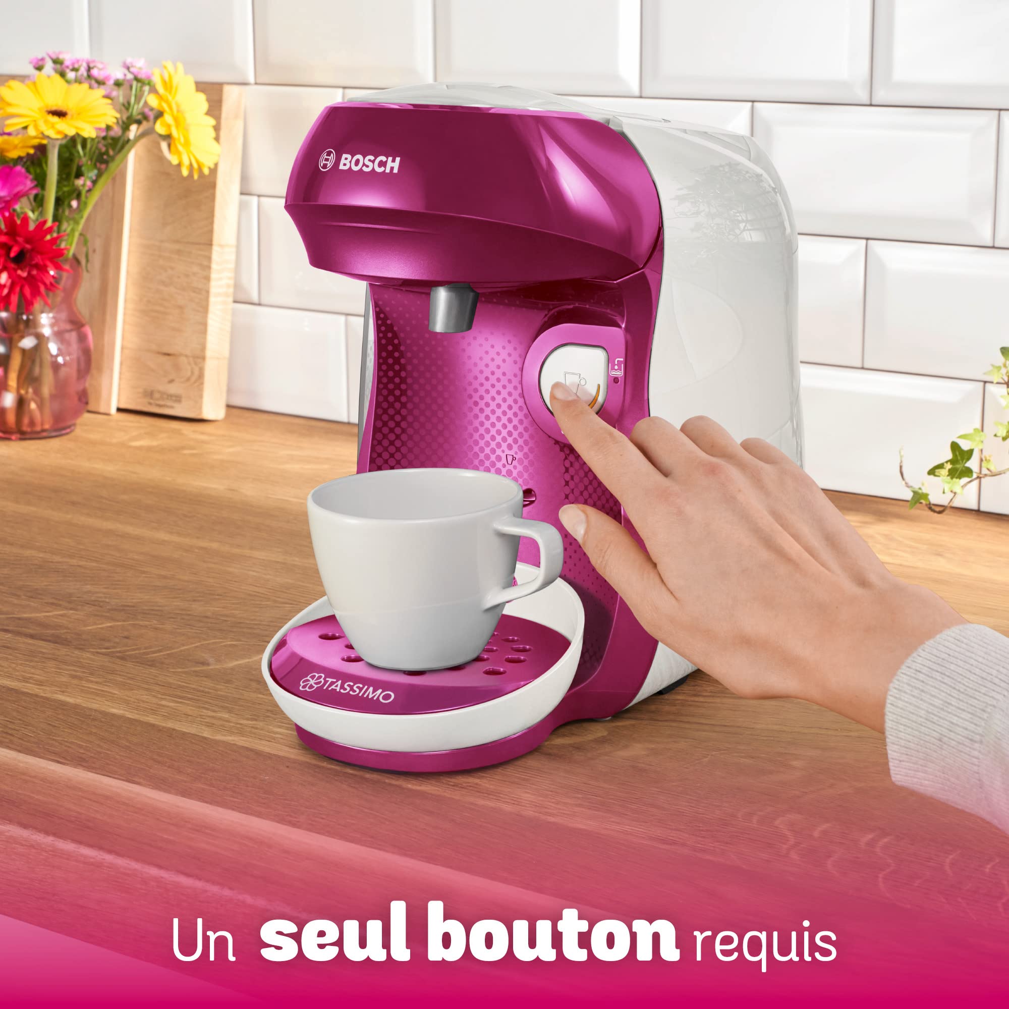 Machine à Café Tassimo Happy TAS1001 Violet & Blanc – Plus de 40 Boissons, Format Compact
