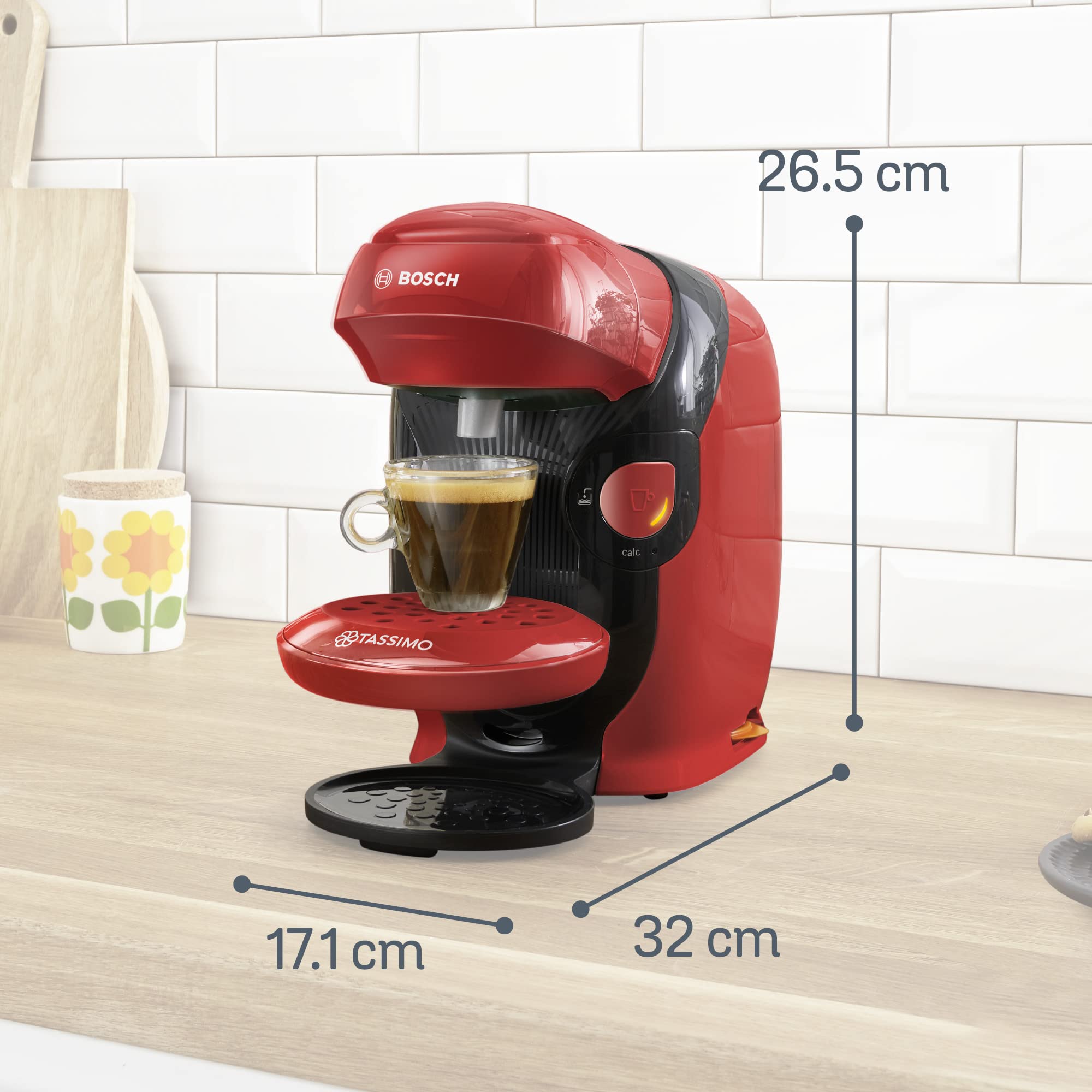 Machine à Café Tassimo Style TAS1103 Rouge – Plus de 40 Boissons, Format Ultra-Compact