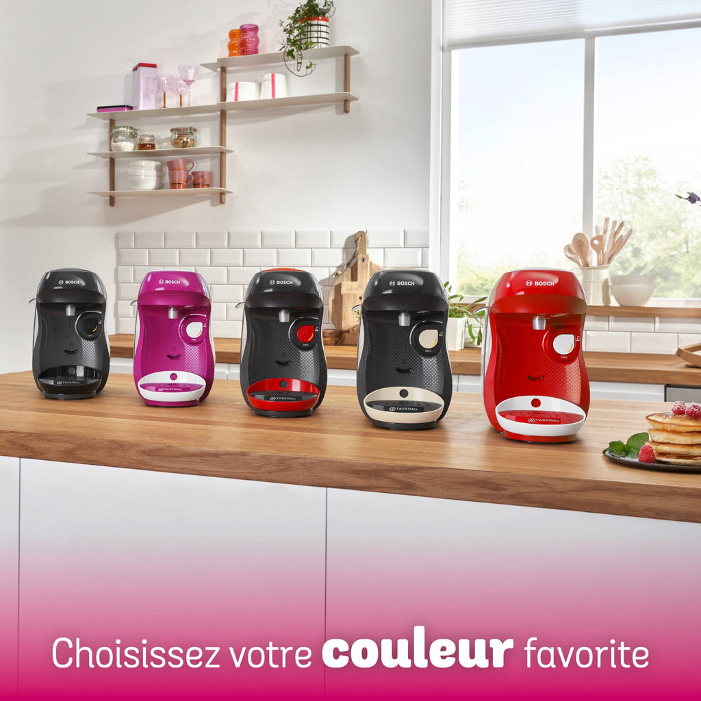 Machine à Café Tassimo Happy TAS1002N Noir Intense – Plus de 40 Boissons, Format Compact