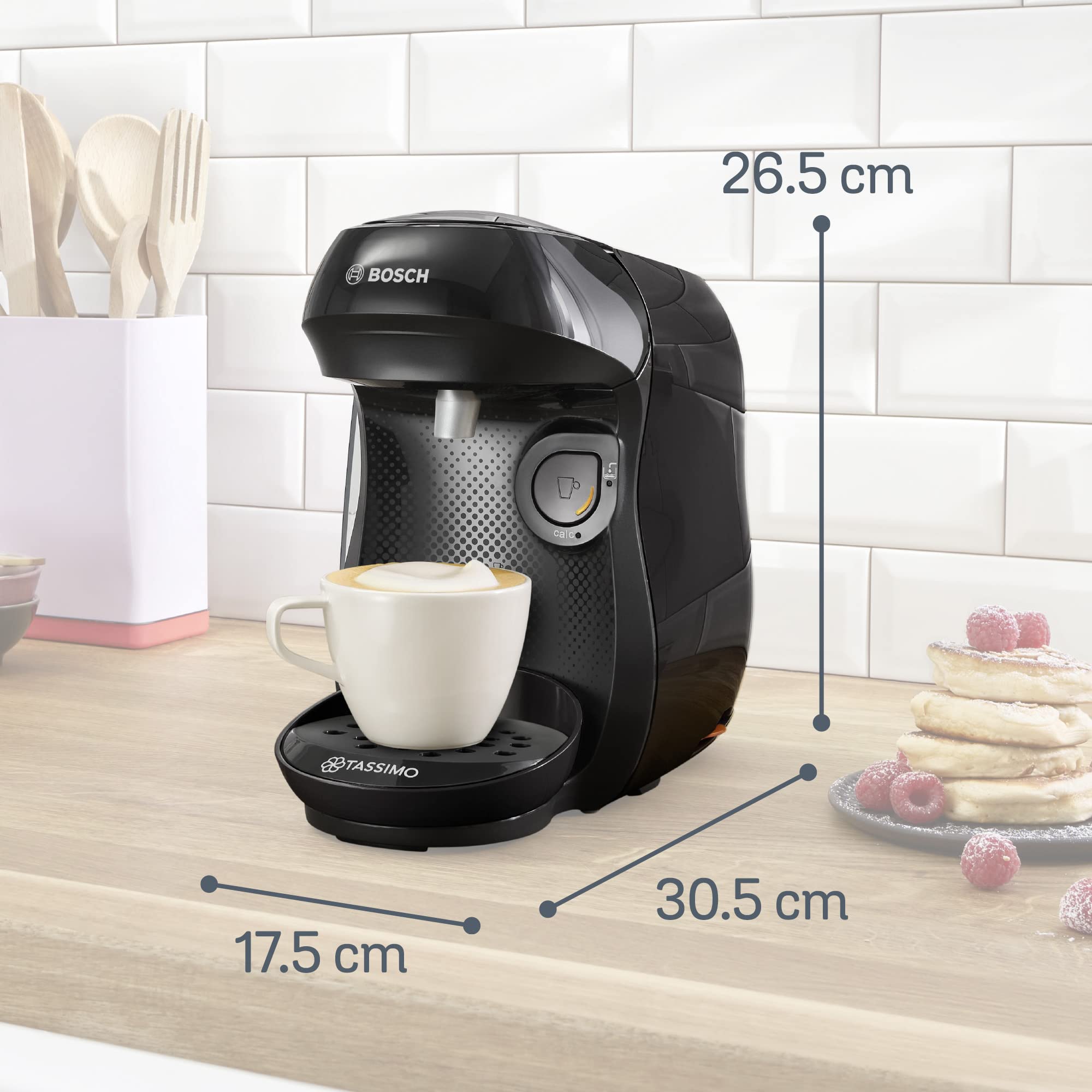 Machine à Café Tassimo Happy TAS1002N Noir Intense – Plus de 40 Boissons, Format Compact