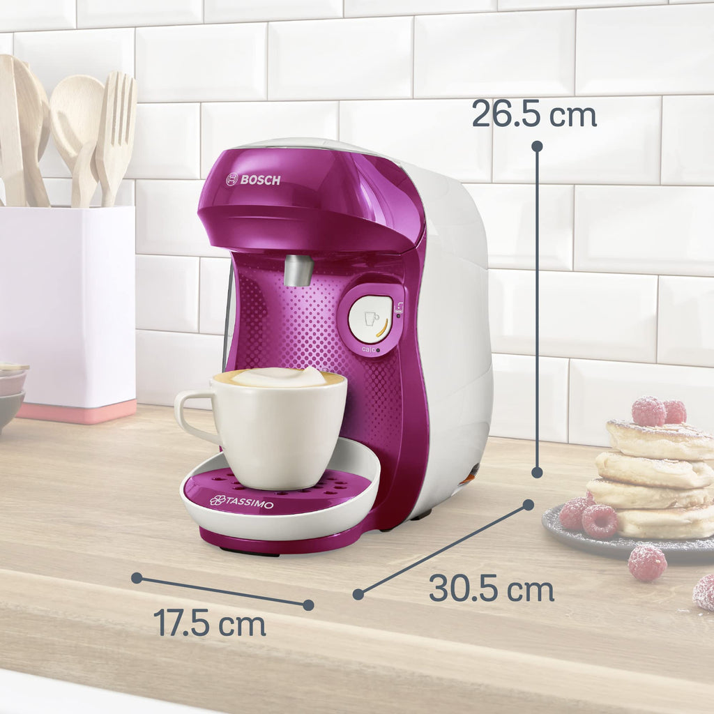Machine à Café Tassimo Happy TAS1001 Violet & Blanc – Plus de 40 Boissons, Format Compact