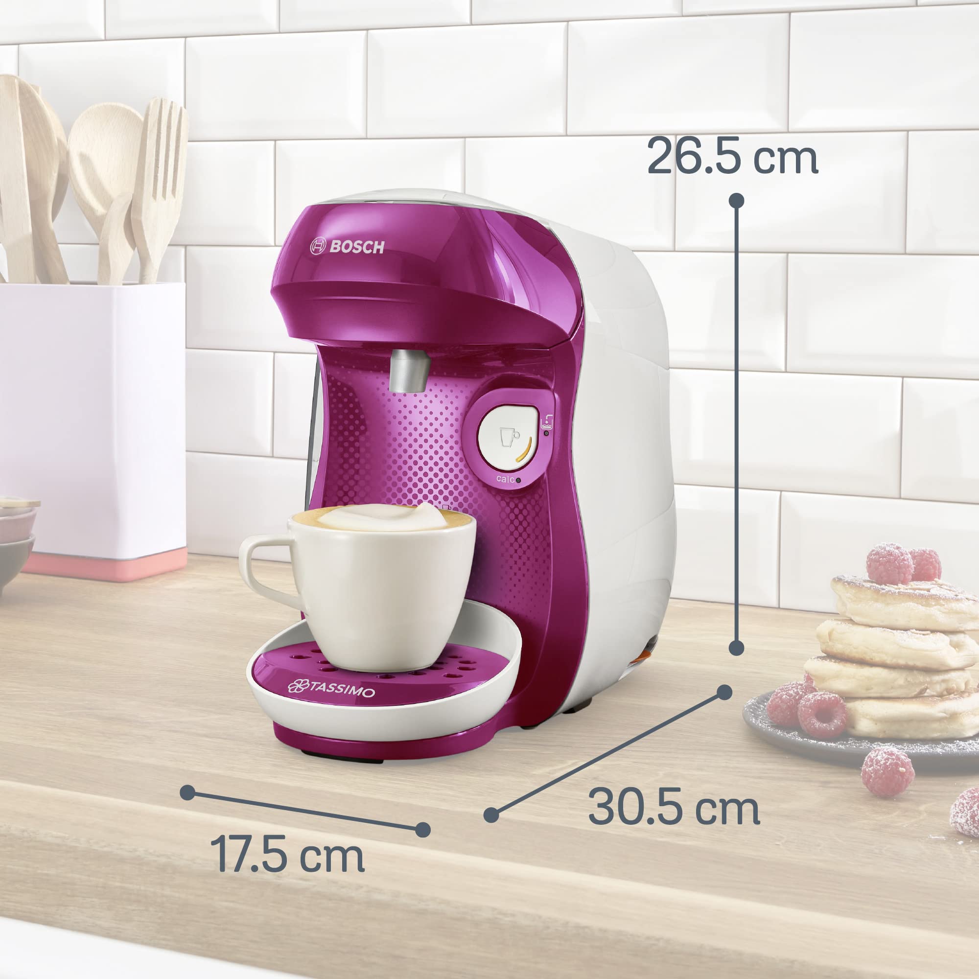 Machine à Café Tassimo Happy TAS1001 Violet & Blanc – Plus de 40 Boissons, Format Compact