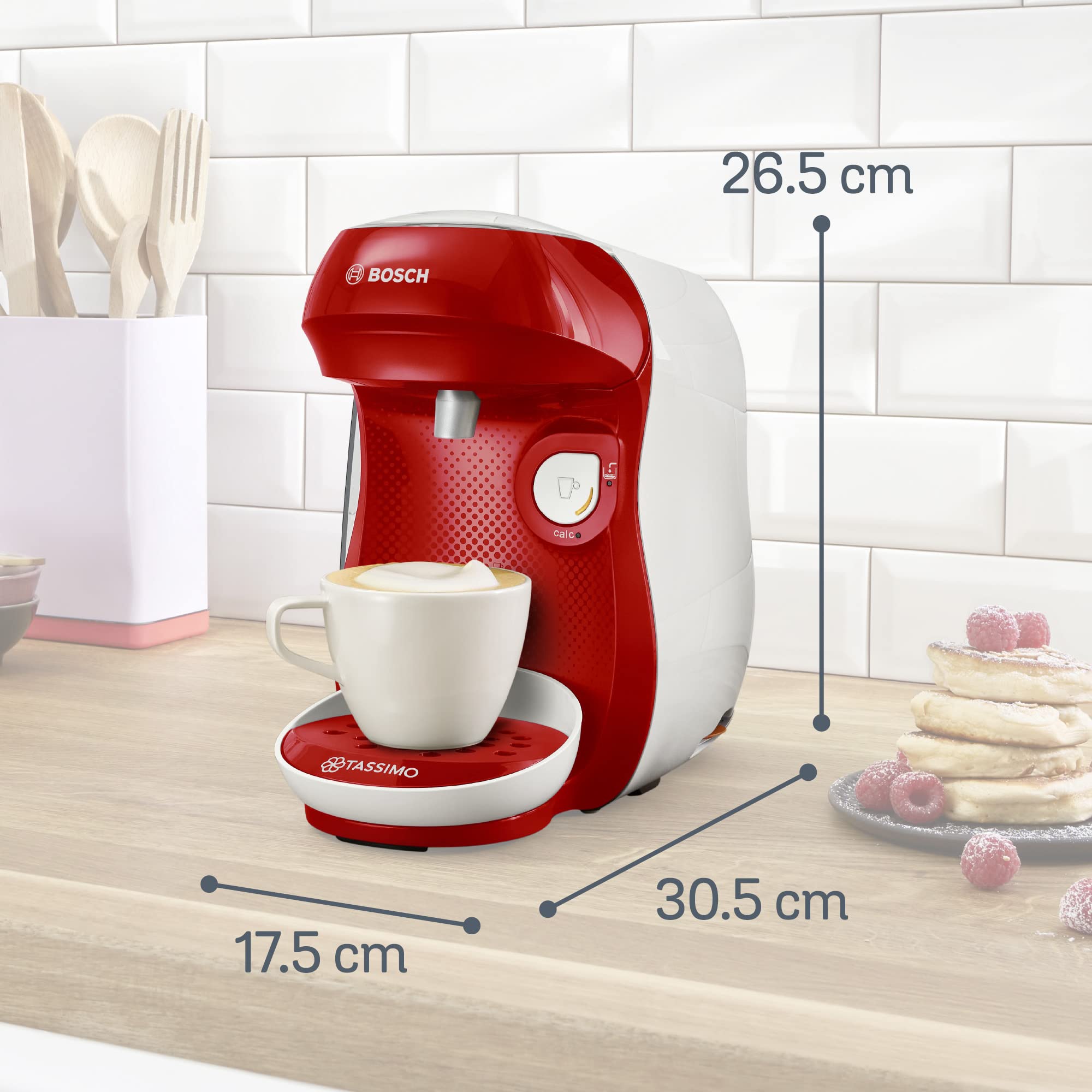 Machine à Café Tassimo Happy TAS1006 Rouge & Blanc – Plus de 40 Boissons, Format Compact
