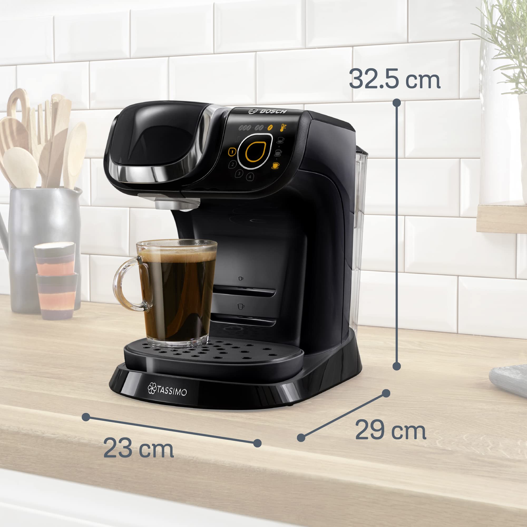 Machine à Café Tassimo My Way TAS6502 Noir – Plus de 40 Boissons, OneTouch & Filtration Brita