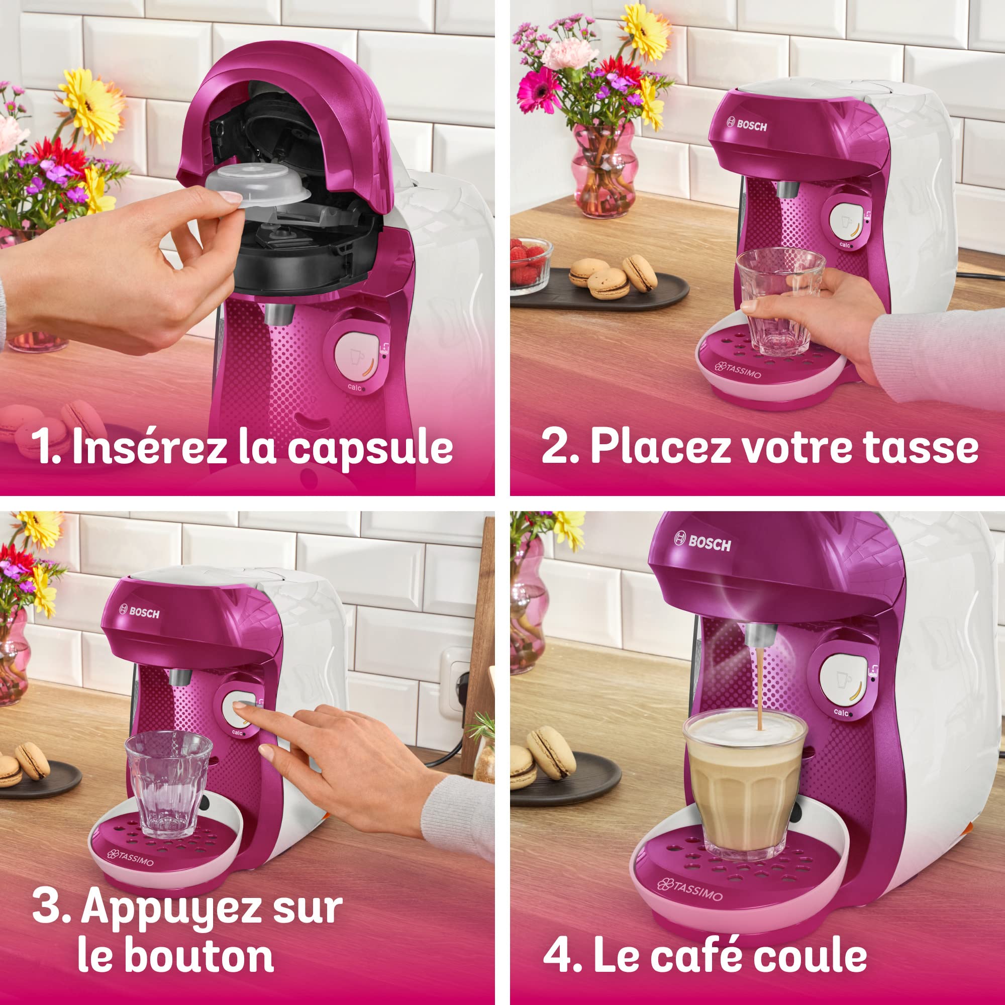 Machine à Café Tassimo Happy TAS1001 Violet & Blanc – Plus de 40 Boissons, Format Compact