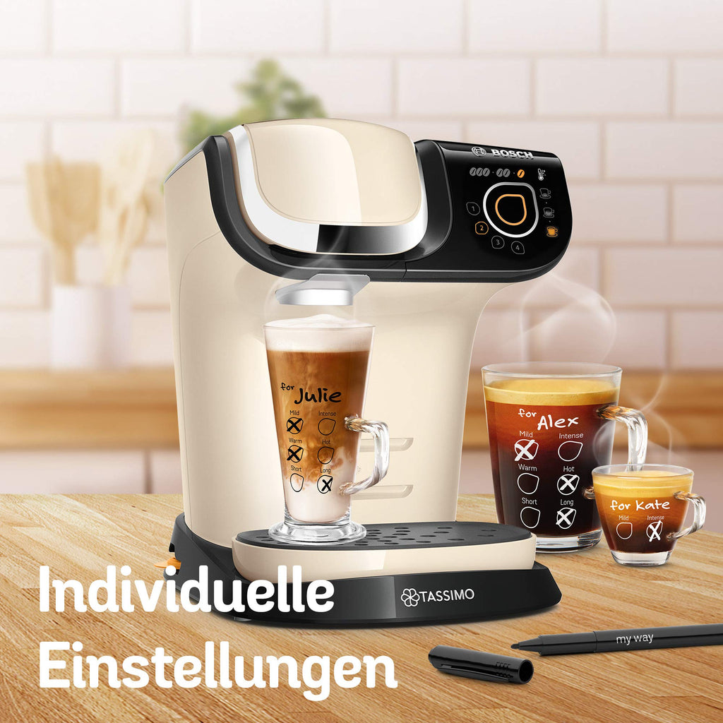 Cafetière à Capsules Tassimo My Way 2 TAS6507 Crème – Plus de 70 Boissons, 100% Automatique