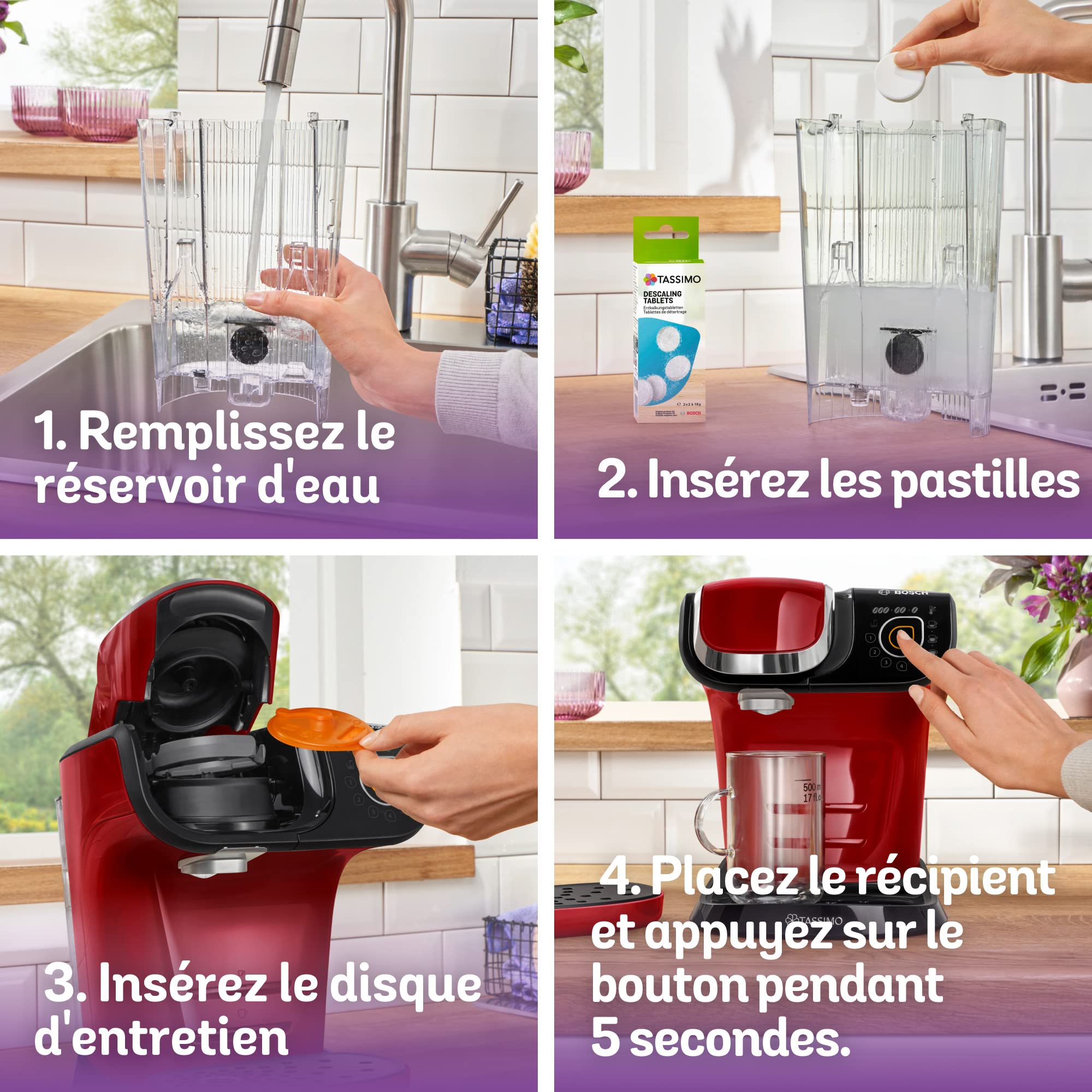 Machine à Café Tassimo My Way TAS6503 Rouge – Plus de 40 Boissons, OneTouch & Filtration Brita