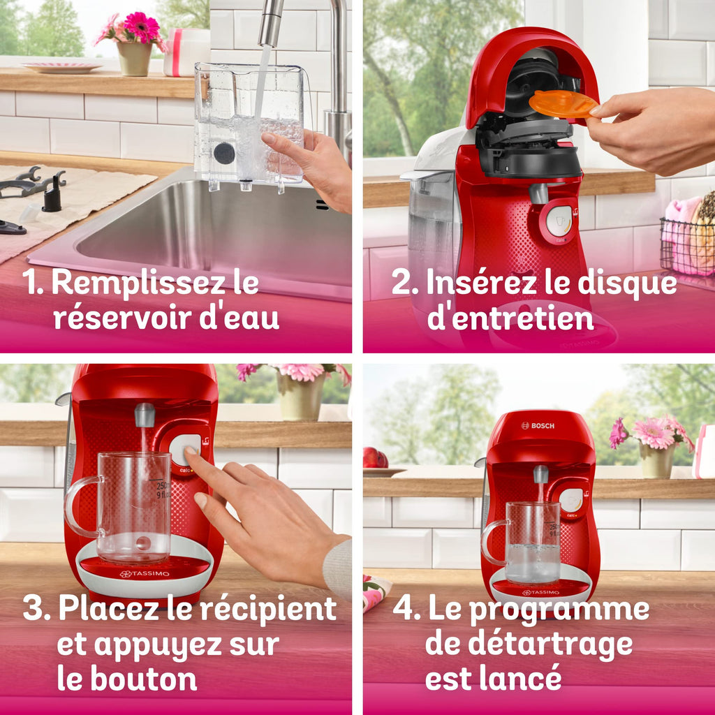 Machine à Café Tassimo Happy TAS1006 Rouge & Blanc – Plus de 40 Boissons, Format Compact