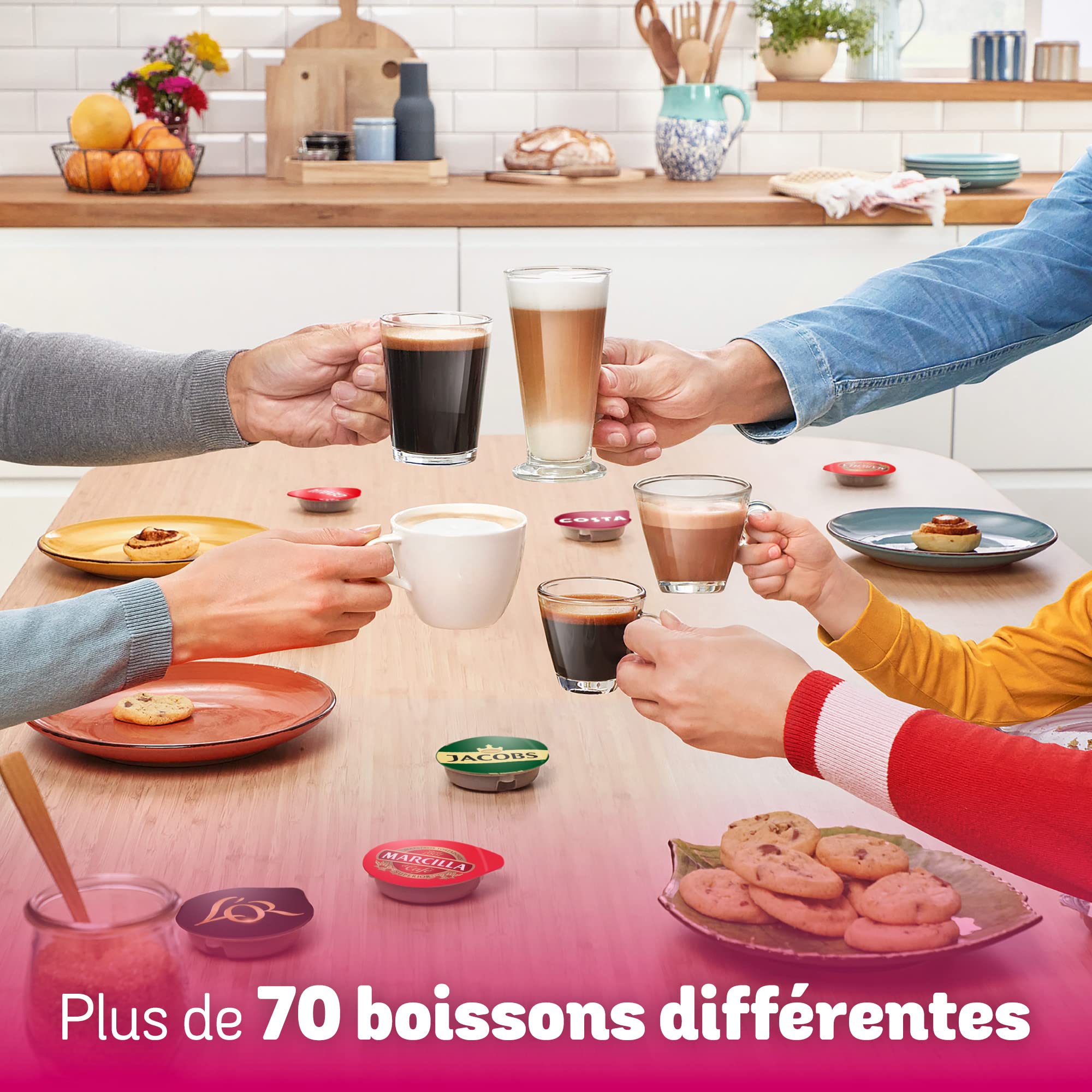 Machine à Café Tassimo Happy TAS1002N Noir Intense – Plus de 40 Boissons, Format Compact