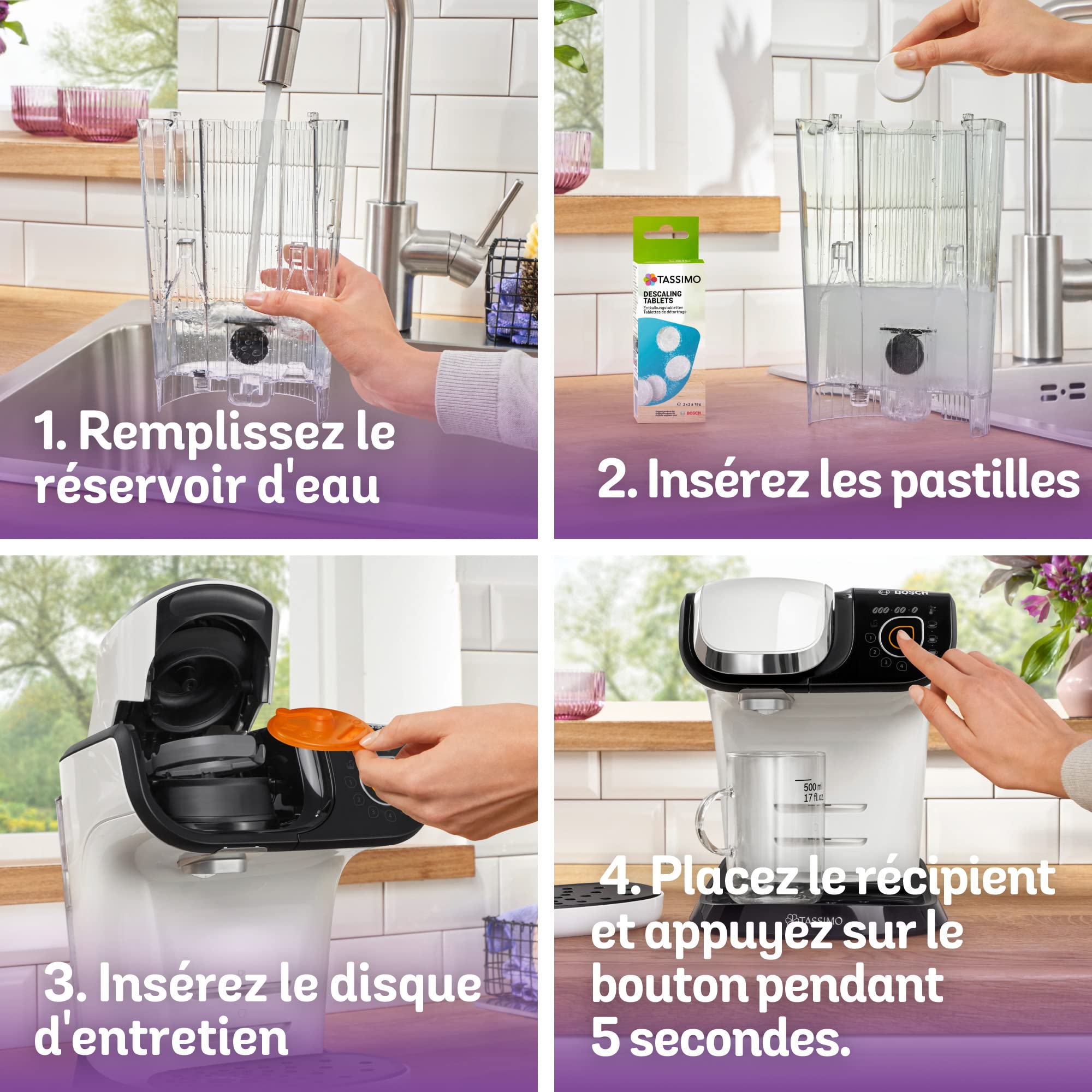 Machine à Café Tassimo My Way TAS6504 Blanc – Plus de 40 Boissons, OneTouch & Filtration Brita