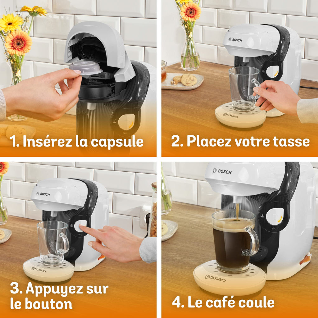 Machine à Café Tassimo Style TAS1104 Blanc – Plus de 40 Boissons, Format Ultra-Compact