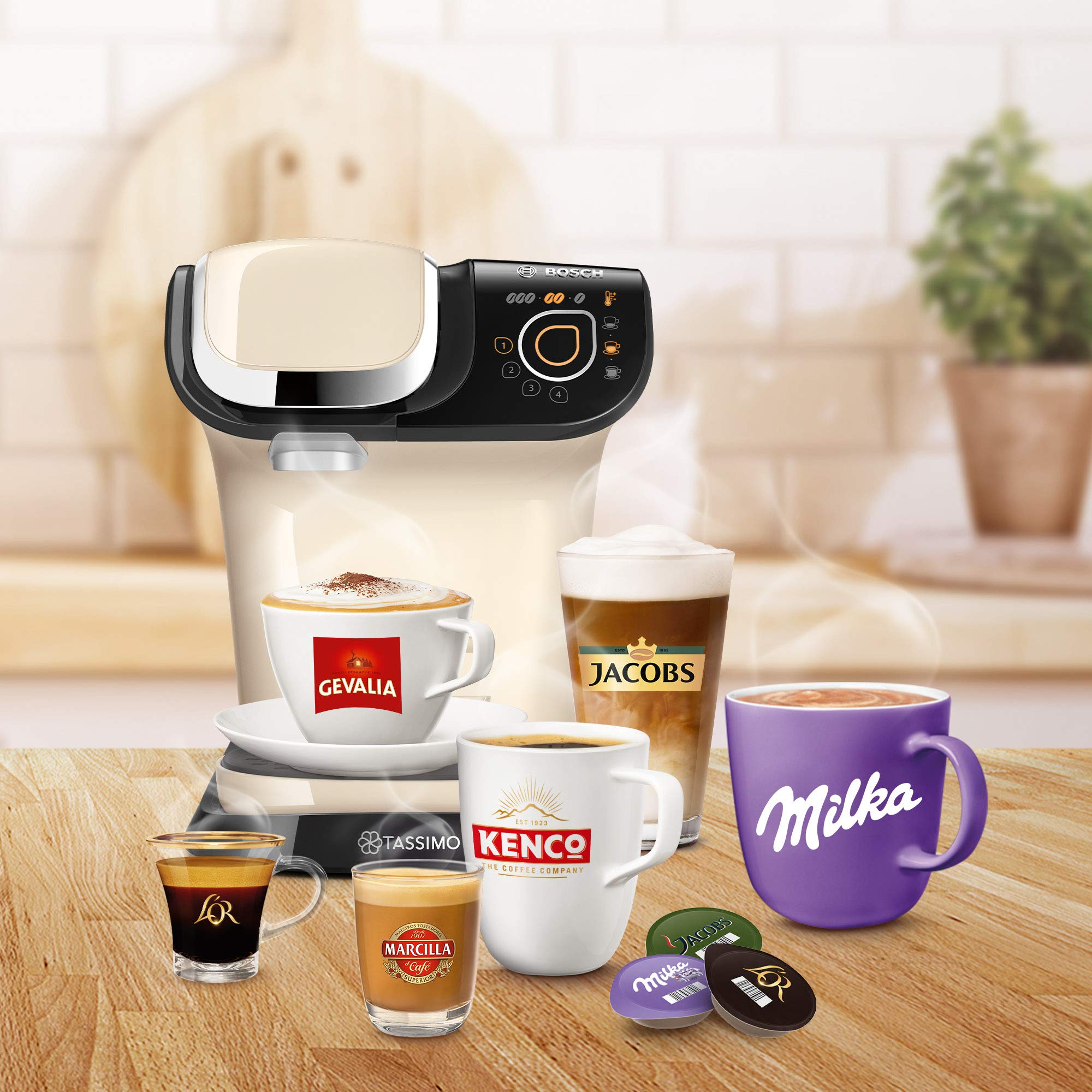Cafetière à Capsules Tassimo My Way 2 TAS6507 Crème – Plus de 70 Boissons, 100% Automatique