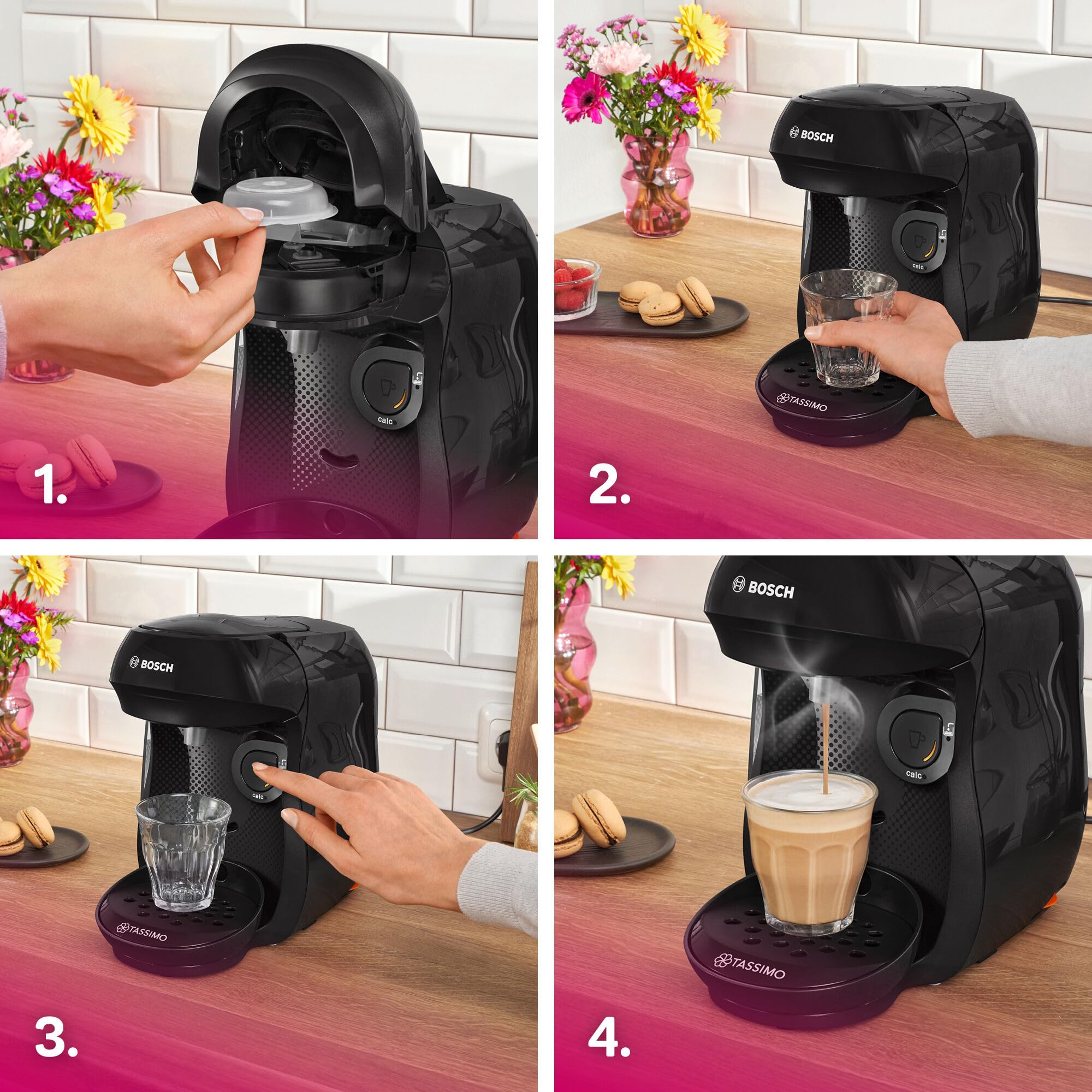 Machine à Café Tassimo Happy Friendly TAS102EA Noir – Plus de 70 Boissons, OneTouch