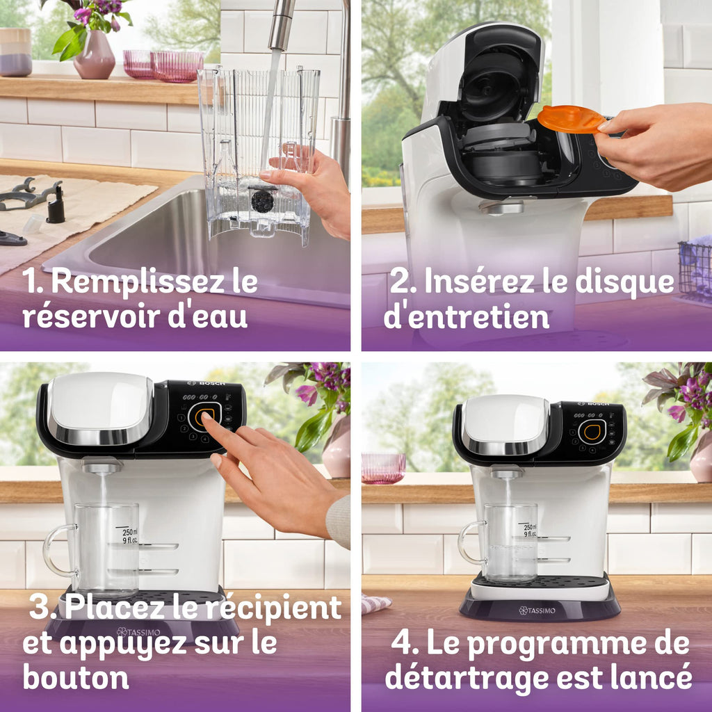 Machine à Café Tassimo My Way TAS6504 Blanc – Plus de 40 Boissons, OneTouch & Filtration Brita