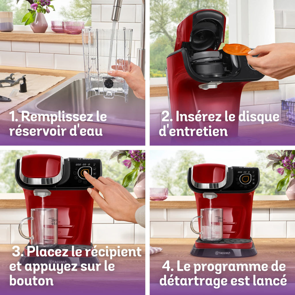 Machine à Café Tassimo My Way TAS6503 Rouge – Plus de 40 Boissons, OneTouch & Filtration Brita