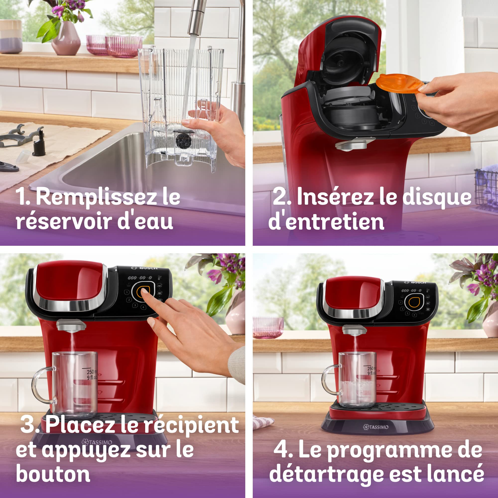 Machine à Café Tassimo My Way TAS6503 Rouge – Plus de 40 Boissons, OneTouch & Filtration Brita