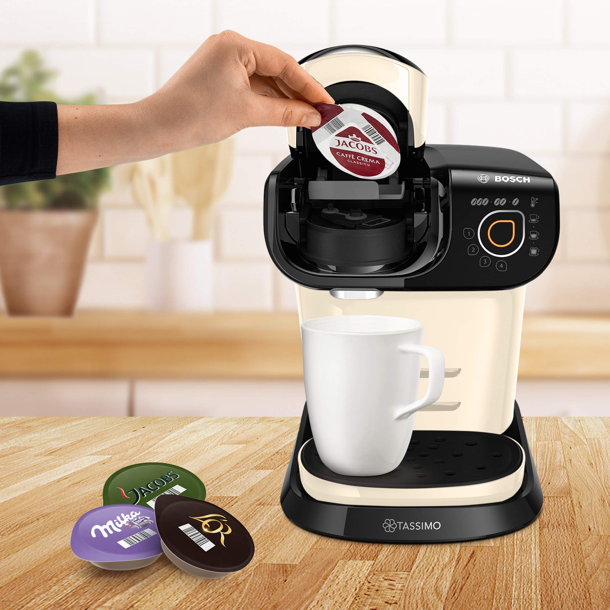 Cafetière à Capsules Tassimo My Way 2 TAS6507 Crème – Plus de 70 Boissons, 100% Automatique